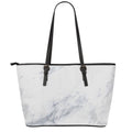 Smoke Grey Marble Print Leather Tote Bag With Zipper