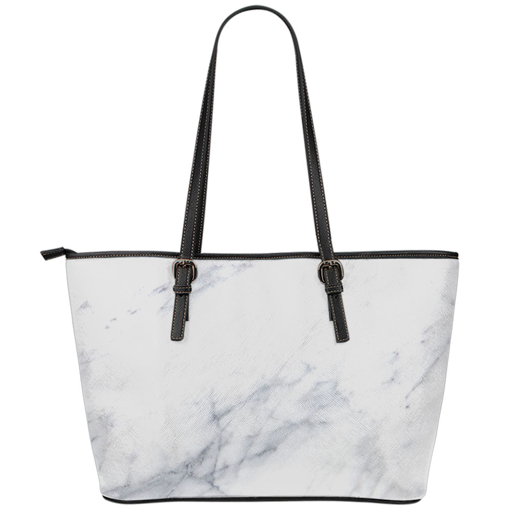 Smoke Grey Marble Print Leather Tote Bag