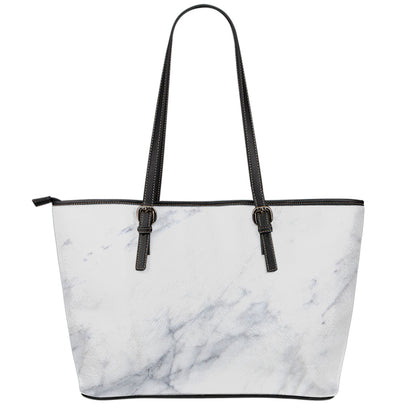 Smoke Grey Marble Print Leather Tote Bag