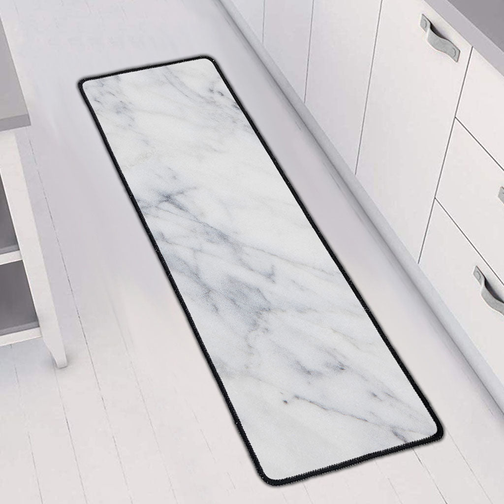 Smoke Grey Marble Print Long Kitchen Mat