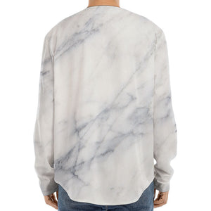 Smoke Grey Marble Print Long Sleeve Baseball Jersey