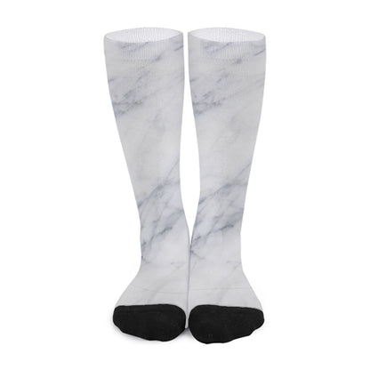 Smoke Grey Marble Print Long Socks