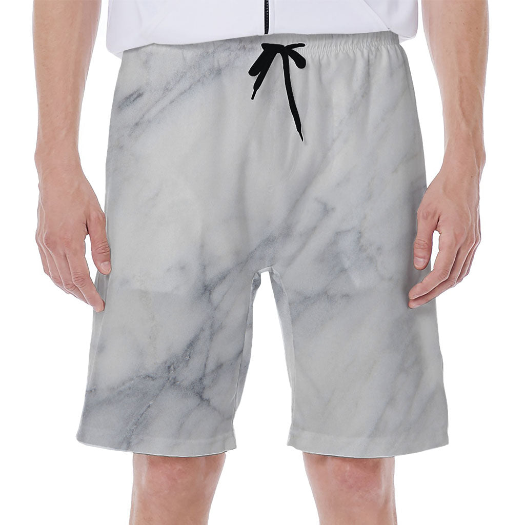 Smoke Grey Marble Print Men's Beach Shorts