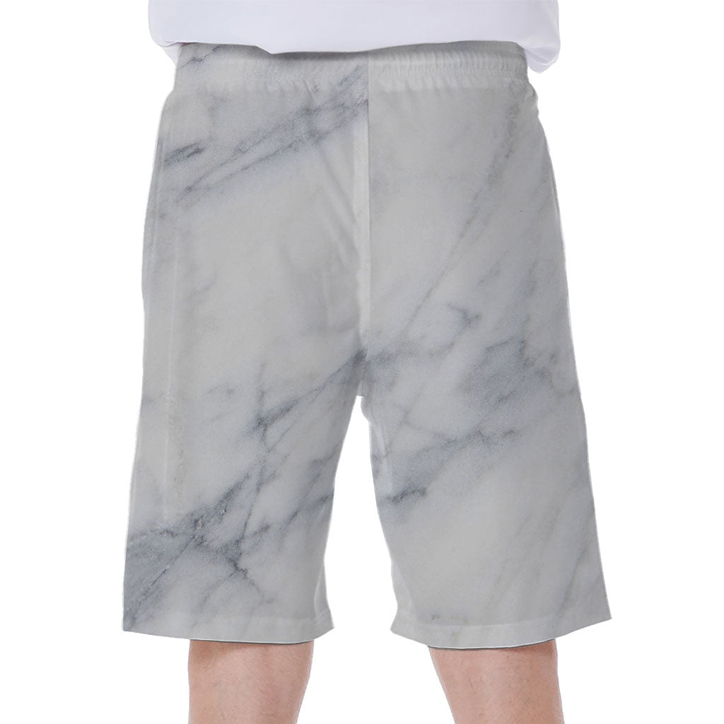Smoke Grey Marble Print Men's Beach Shorts