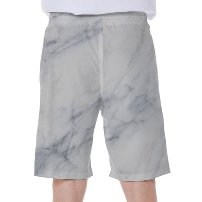 Smoke Grey Marble Print Men's Beach Shorts