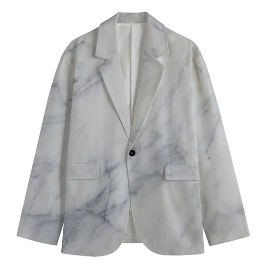 Smoke Grey Marble Print Men's Blazer