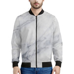 Smoke Grey Marble Print Men's Bomber Jacket