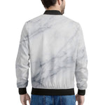 Smoke Grey Marble Print Men's Bomber Jacket