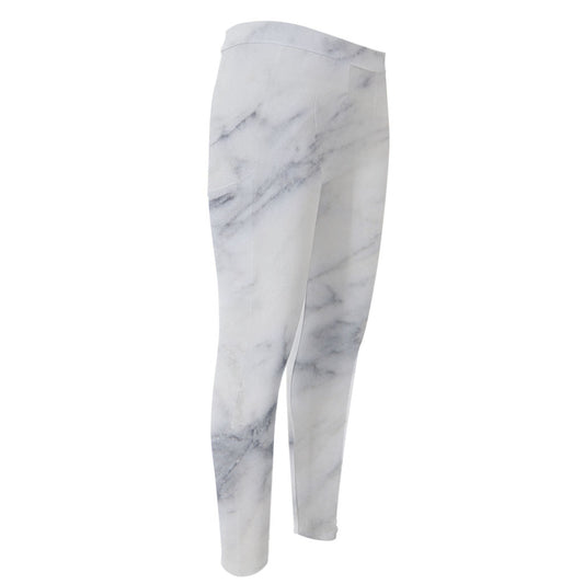 Smoke Grey Marble Print Men's Compression Pants