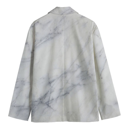 Smoke Grey Marble Print Men's Cotton Blazer