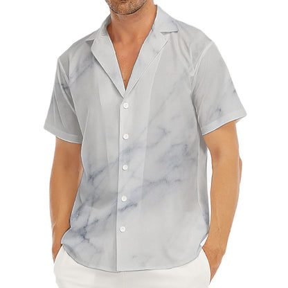 Smoke Grey Marble Print Men's Deep V-Neck Shirt