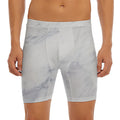 Smoke Grey Marble Print Men's Long Boxer Briefs