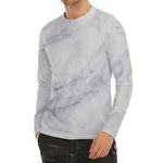 Smoke Grey Marble Print Men's Long Sleeve Rash Guard