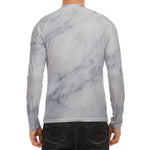 Smoke Grey Marble Print Men's Long Sleeve Rash Guard