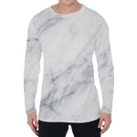 Smoke Grey Marble Print Men's Long Sleeve T-Shirt