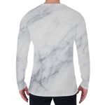 Smoke Grey Marble Print Men's Long Sleeve T-Shirt