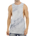 Smoke Grey Marble Print Men's Muscle Tank Top