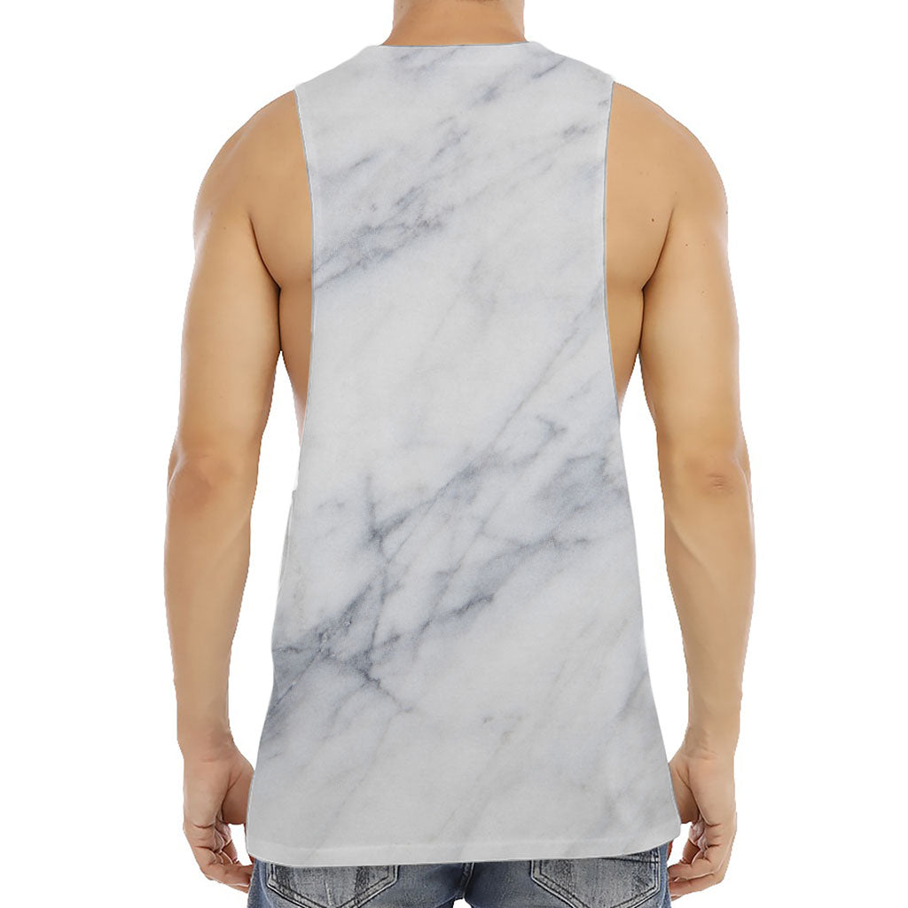 Smoke Grey Marble Print Men's Muscle Tank Top