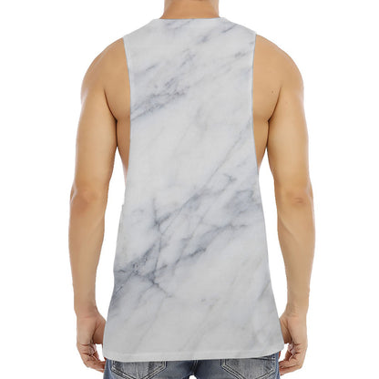 Smoke Grey Marble Print Men's Muscle Tank Top