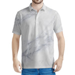 Smoke Grey Marble Print Men's Polo Shirt