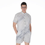 Smoke Grey Marble Print Men's Rompers