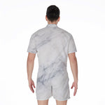 Smoke Grey Marble Print Men's Rompers