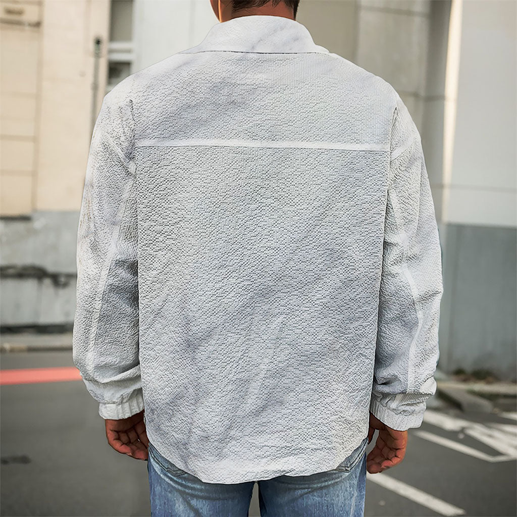 Smoke Grey Marble Print Men's Shirt Jacket
