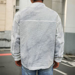 Smoke Grey Marble Print Men's Shirt Jacket