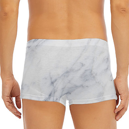 Smoke Grey Marble Print Men's Short Boxer Briefs