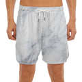 Smoke Grey Marble Print Men's Split Running Shorts