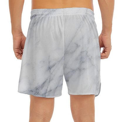Smoke Grey Marble Print Men's Split Running Shorts