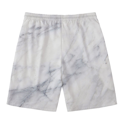 Smoke Grey Marble Print Men's Swim Trunks