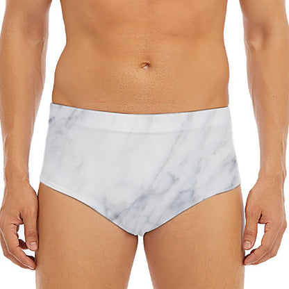 Smoke Grey Marble Print Men's Triangle Swim Briefs