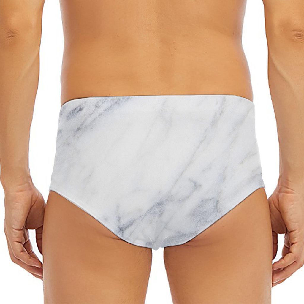 Smoke Grey Marble Print Men's Triangle Swim Briefs