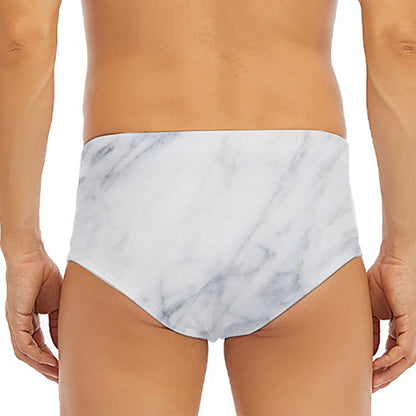 Smoke Grey Marble Print Men's Triangle Swim Briefs