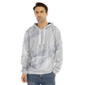 Smoke Grey Marble Print Men's Velvet Pullover Hoodie