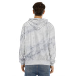 Smoke Grey Marble Print Men's Velvet Pullover Hoodie