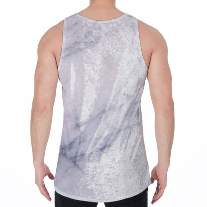 Smoke Grey Marble Print Men's Velvet Tank Top