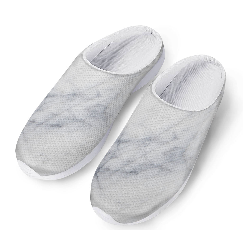 Smoke Grey Marble Print Mesh Casual Shoes
