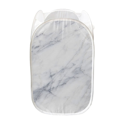 Smoke Grey Marble Print Mesh Laundry Hamper