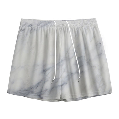Smoke Grey Marble Print Mesh Shorts