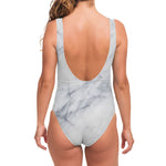 Smoke Grey Marble Print One Piece Swimsuit