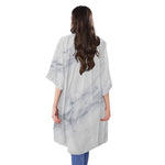 Smoke Grey Marble Print Open Front Beach Cover Up