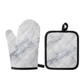 Smoke Grey Marble Print Oven Mitt And Pot Holder Set