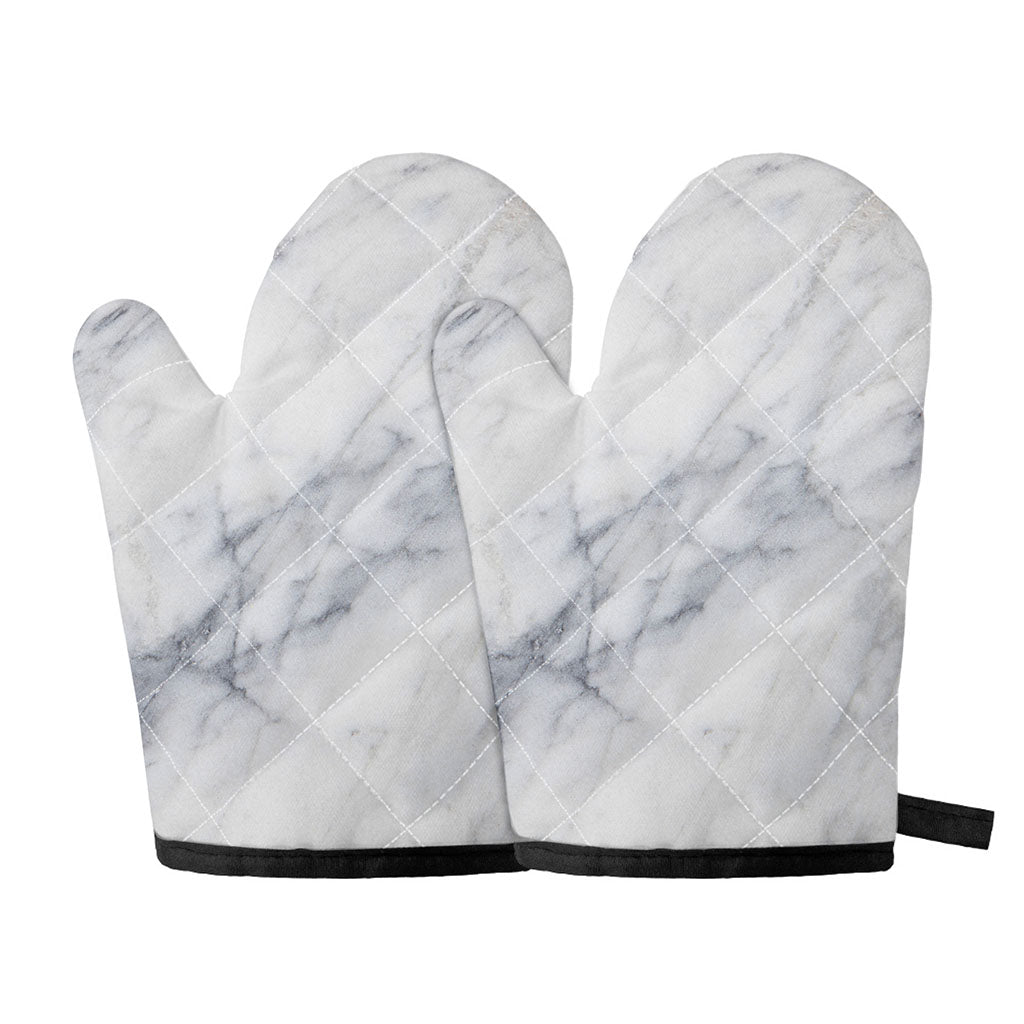 Smoke Grey Marble Print Oven Mitts