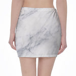 Smoke Grey Marble Print Pencil Mini Skirt
