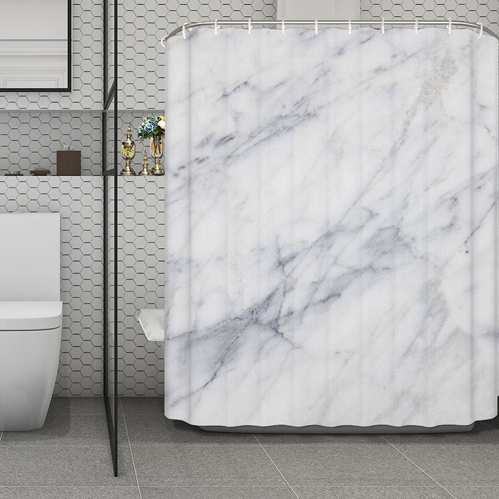 Smoke Grey Marble Print Polyester Shower Curtain