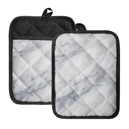 Smoke Grey Marble Print Pot Holders With Pocket