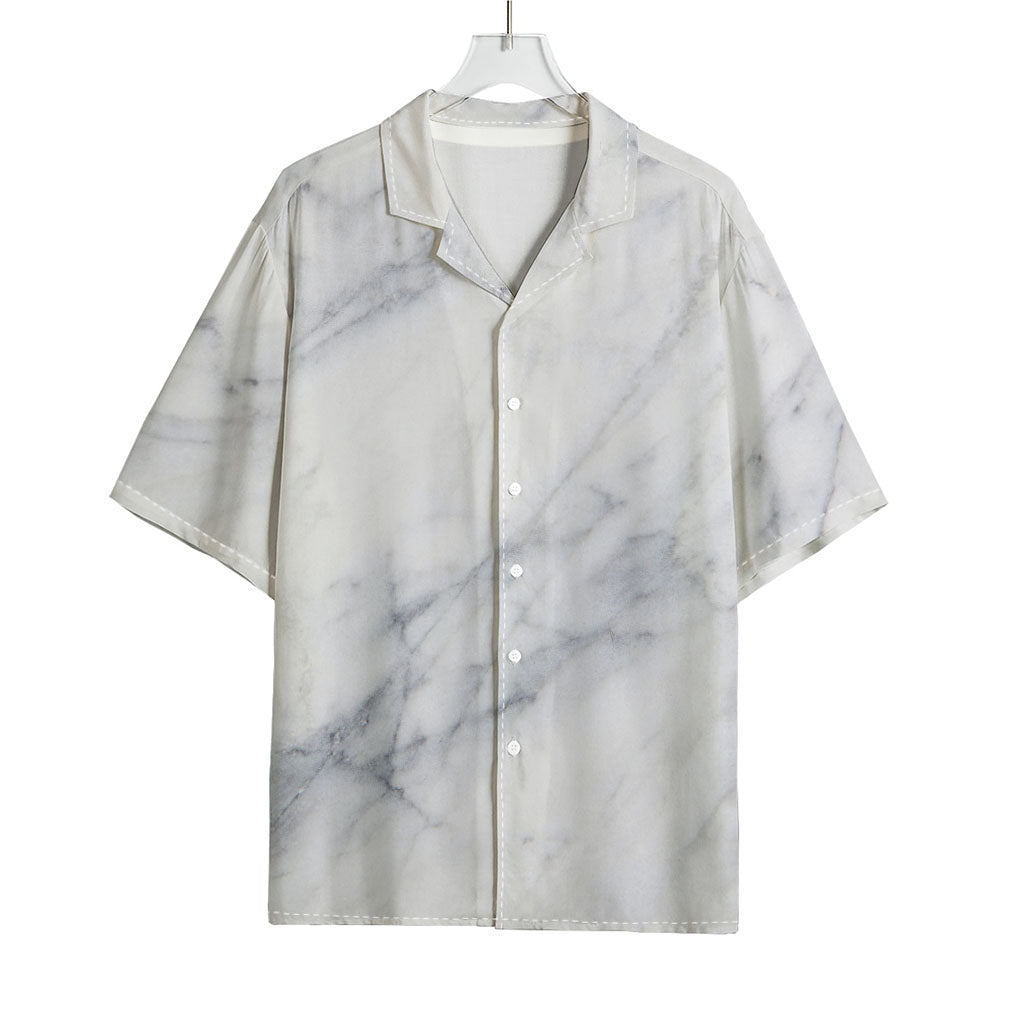 Smoke Grey Marble Print Rayon Hawaiian Shirt