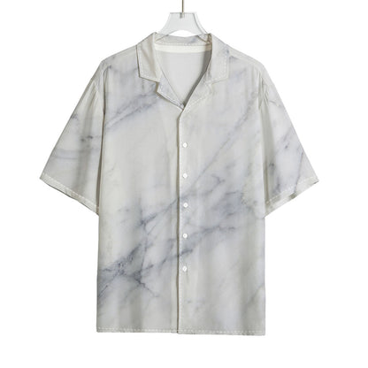 Smoke Grey Marble Print Rayon Hawaiian Shirt